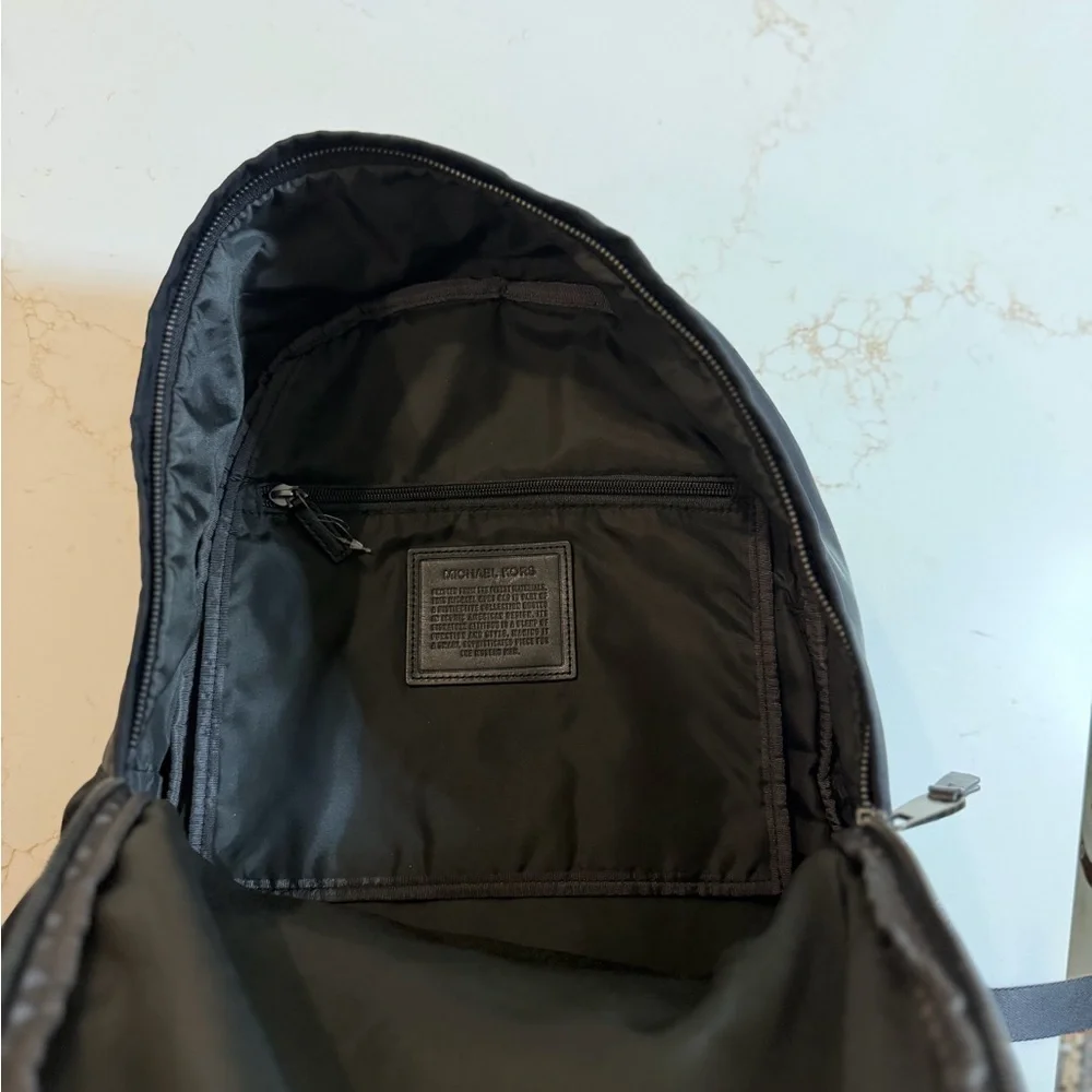 Michael Kors Black Nylon Zip Front Backpack
